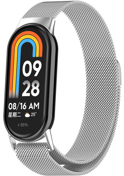 Xiaomi Smart Band 8 Zore Krd-01 Metal Kordon-Gümüş
