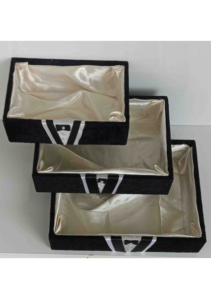 Ahşap Kadife Kaplı 3 Lü Damat Traş Kutusu Bohçalık Çeyizlik Organizer fırsatları