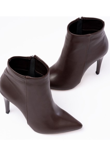 VRT-4802 Kahverengi Yüksek Ince Topuklu Fermuarlı Kadın Bot indirimleri