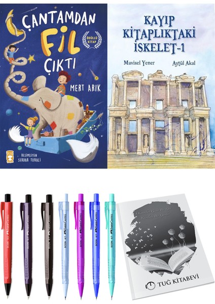 Kayıp Kitaplıktaki Iskelet 1 ve Çantamdan Fil Çıktı 2'li Set