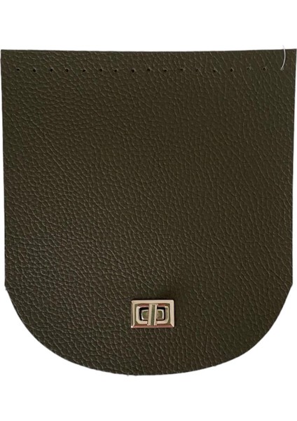 Kilitli Çanta Kapağı 18X 20 cm Haki Renk Gümüş Klips