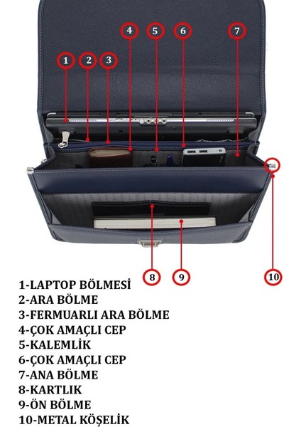 2011 Laptop Evrak El Çantası 15.6 Inç Busines Serisi 5 Bölmeli Su Geçirmez Notebook Çantası