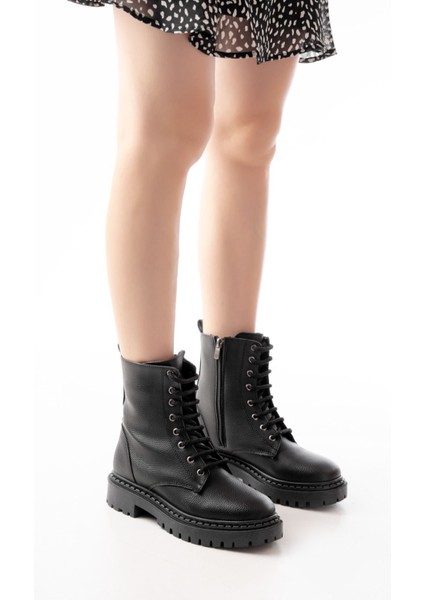 1101-2289 Siyah Luna Bağcıklı Fermuarlı Günlük Kadın Bot modelleri