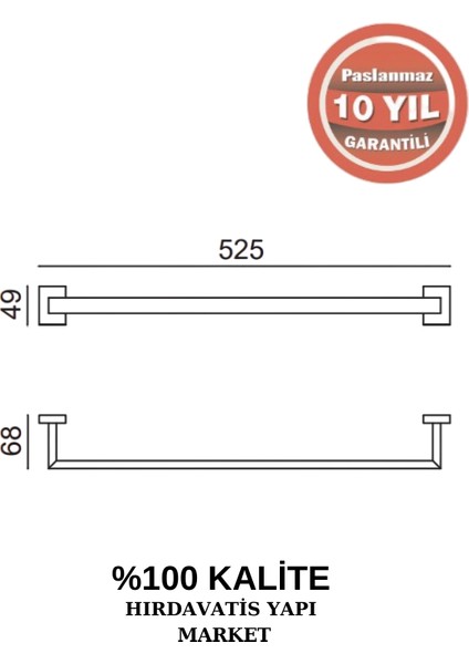 Paslanmaz Pirinç Kenzo Uzun Havluluk 50 cm fiyatları