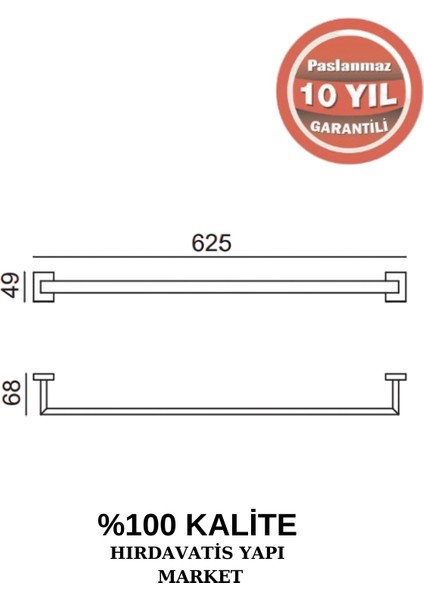 Paslanmaz Pirinç Kenzo Uzun Havluluk 60 cm fiyatları