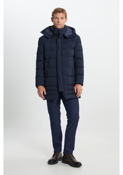 Standart Fit Normal Kesim Çıkma Kapüşon Dik Yaka Yan Cepli Kaban fırsatları