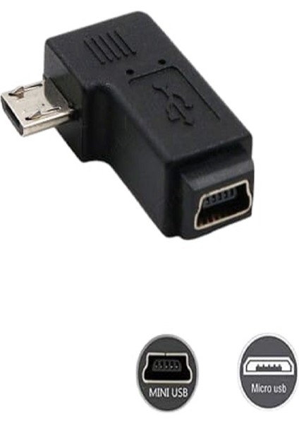 Micro USB Erkek - Mini USB Dişi Dönüştürücü Adaptör