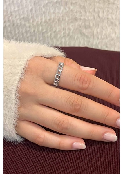 Klasik Zincir Model Ayarlanabilir Gold Kadın Yüzük