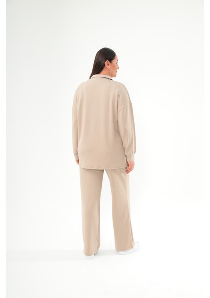 Kadın Büyük Beden Sho Kumaş Polo Yaka Taş Eşofman Takımı fırsatları