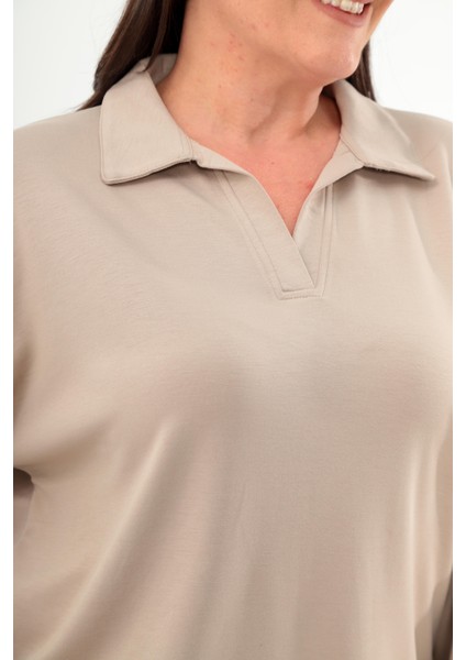 Kadın Büyük Beden Sho Kumaş Polo Yaka Taş Eşofman Takımı indirimleri