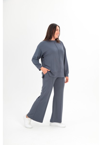 Kadın Büyük Beden Premium Sho Kumaş Ispanyol Paça Şık Füme Eşofman Takımı modelleri