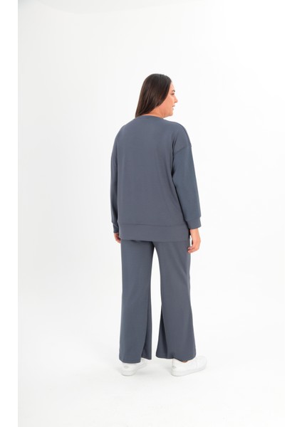 Kadın Büyük Beden Premium Sho Kumaş Ispanyol Paça Şık Füme Eşofman Takımı fırsatları