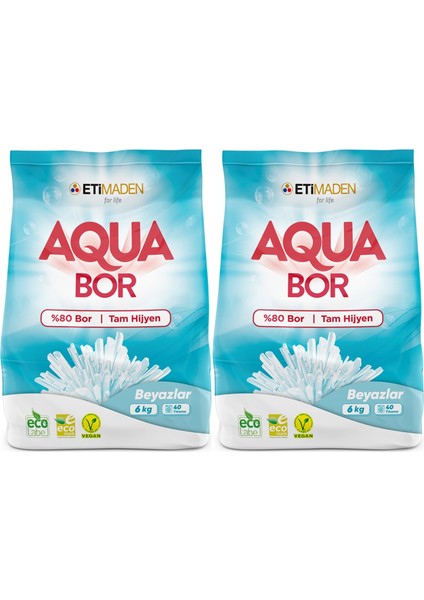 Aquabor Matik Toz Çamaşır Deterjanı 12 kg Beyazlar İçin 80 Yıkama