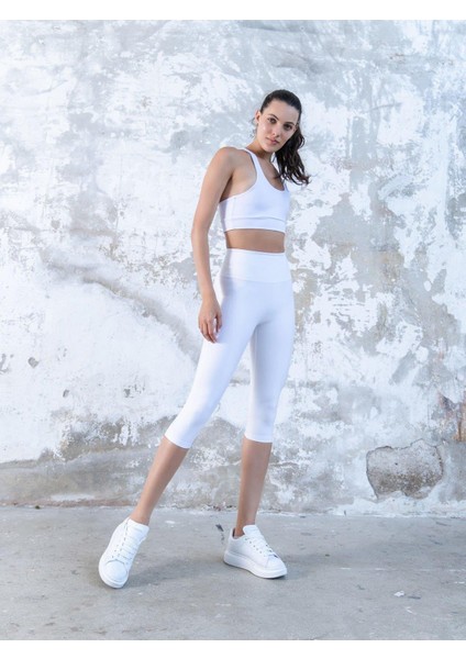 Kadın Beyaz Yüksek Bel Kapri Tayt modelleri