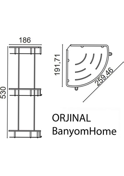 Paslanmaz Çelik Mat Siyah Şampuanlık Köşe Banyo Rafı