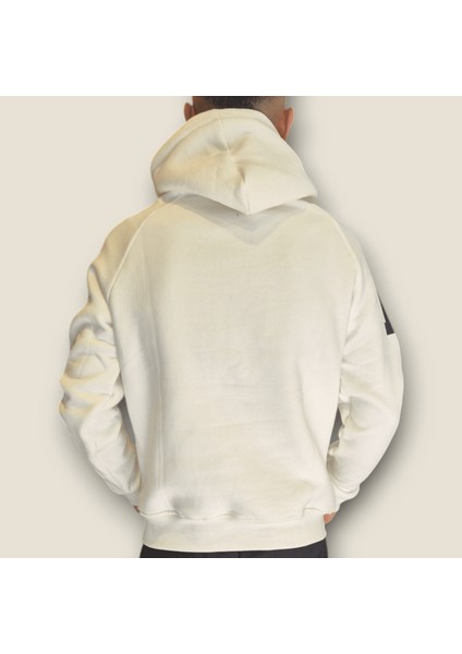 Beyaz Renk 3iplik Şardonlu Kapüşonlu Sweatshirt