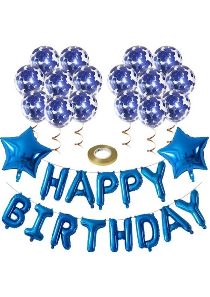 Şeffaf Balonlu Happy Bırthday Folyo Balon Set