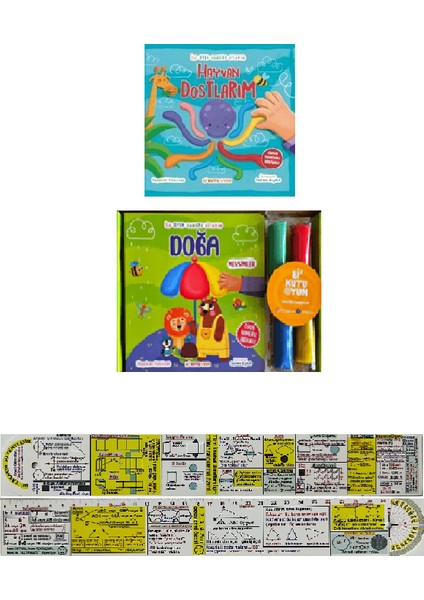 Ilk Oyun Hamuru Kitabım - Hayvan Dostlarım + Doğa 2'li Set + Mat. Öğreten Cetvel