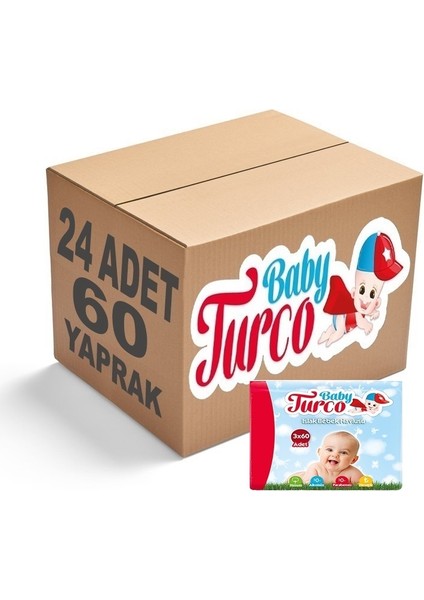 Islak Havlu Mendil Klasik (24 Lü Set) 60 Yaprak Plastik Kapaklı (8pk*3)