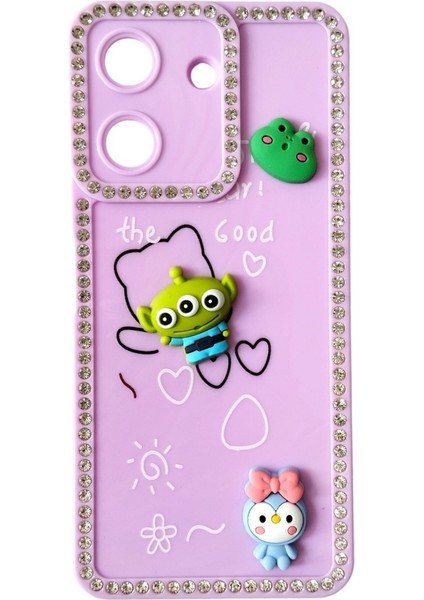 Redmi 13C Emoji Kabartmalı ve Taşlı Koruyucu Kılıf