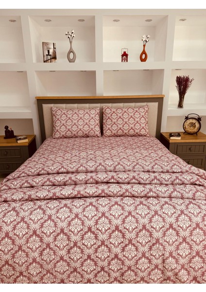 Çift Kişilik Nevresim Takımı Ottoman Serisi Mürdüm Desenli modelleri