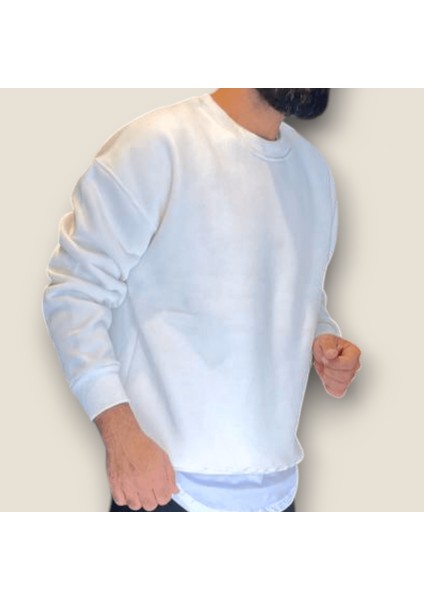 Beyaz Renk Şardonlu Basic Sweatshirt