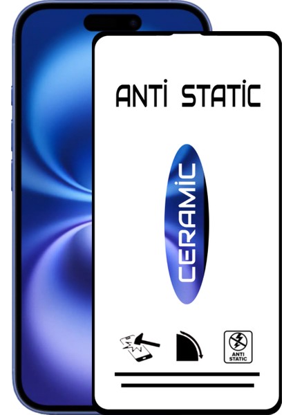 Apple iPhone 16 Tam Kaplayan Anti Statik Kırılmayan Seramik Nano Esnek Ekran Koruyucu Cam