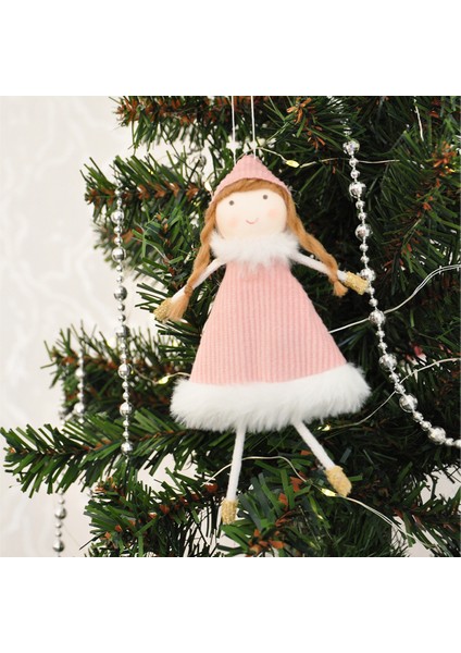 Yılbaşı Ağaç Dekor Süsü Peluş Yılbaşı Meleği Pembe18 Cm