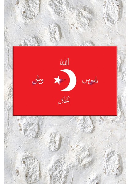 Allah Vatan Namus Ittihad Sancağı Tablo Ters Hilal Islami Dini Hat Kanvas Tablo