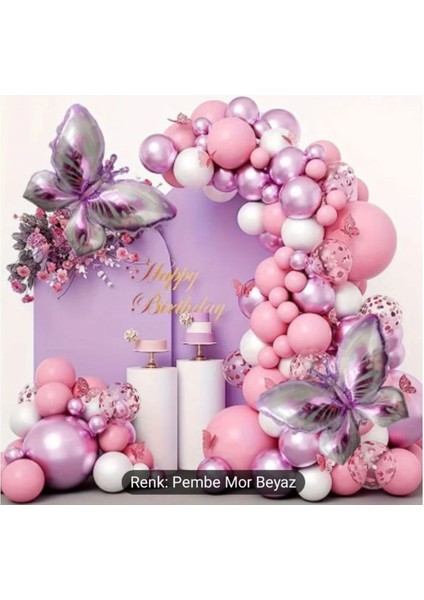 Büyük Boy Kelebek Folyolu Balon Zincir Set