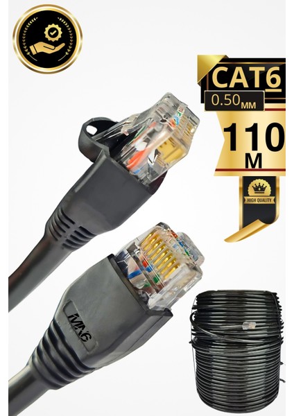 M106 110 Metre Internet Kablosu/0,50mm Utp CAT6 23AWG/ iki Kat Korumalı/iç ve Dış Mekan Uyumlu/ethernet kablosu 110 metre
