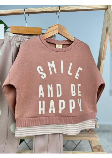 Smile And Be Happy Baskılı 3 Ip Kışlık Kız Çocuk Ikili Takım