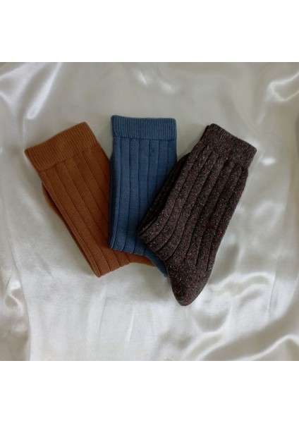 Unisex Fitilli Pamuklu Sık Dokuma Çorap 3'lü Paket