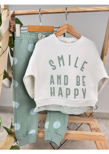 Smile And Be Happy Baskılı 3 Ip Kışlık Kız Çocuk Ikili Takım