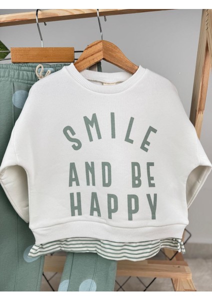 Smile And Be Happy Baskılı 3 Ip Kışlık Kız Çocuk Ikili Takım