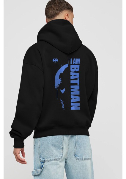 Batman (15) Arka Baskılı Siyah Oversize Kapüşonlu Sweatshirt Erkek Kadın