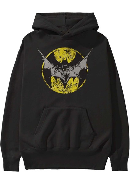 Batman 5 Ön Baskılı Siyah Oversize Kapüşonlu Sweatshirt Erkek Kadın fiyatları