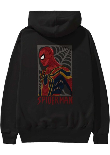 Spiderman (8) Arka Baskılı Siyah Oversize Kapüşonlu Sweatshirt Erkek Kadın fiyatları
