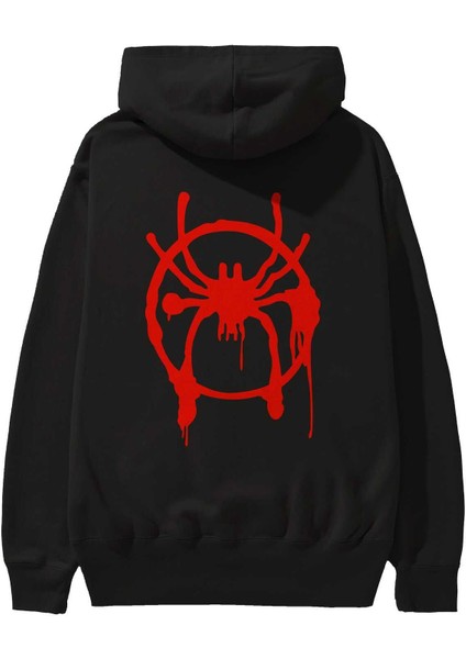 Spiderman (32) Arka Baskılı Siyah Oversize Kapüşonlu Sweatshirt Erkek Kadın fiyatları