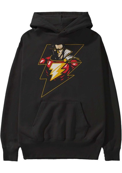 Flash Avengers (3) Ön Baskılı Siyah Oversize Kapüşonlu Sweatshirt Erkek Kadın fiyatları