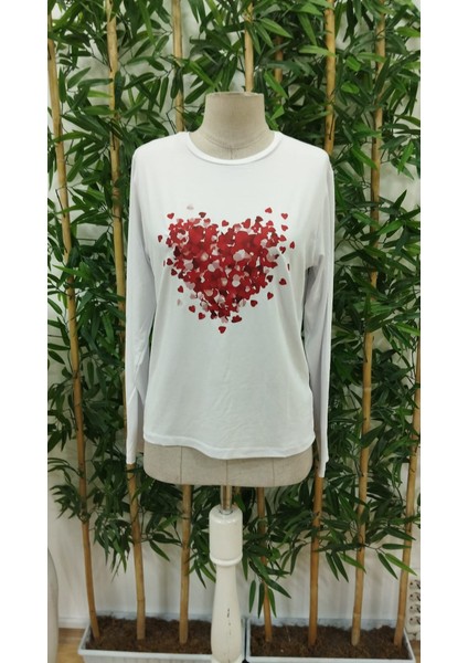 Kadın Uzun Kollu Bisiklet Yaka Baskılı Viskon Bluz fiyatları