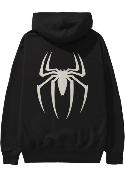 Spiderman 1 Arka Baskılı Siyah Oversize Kapüşonlu Sweatshirt Erkek Kadın fiyatları