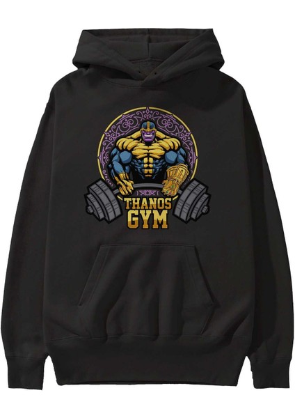 Thanos Gym Ön Baskılı Siyah Oversize Kapüşonlu Sweatshirt Erkek Kadın fiyatları