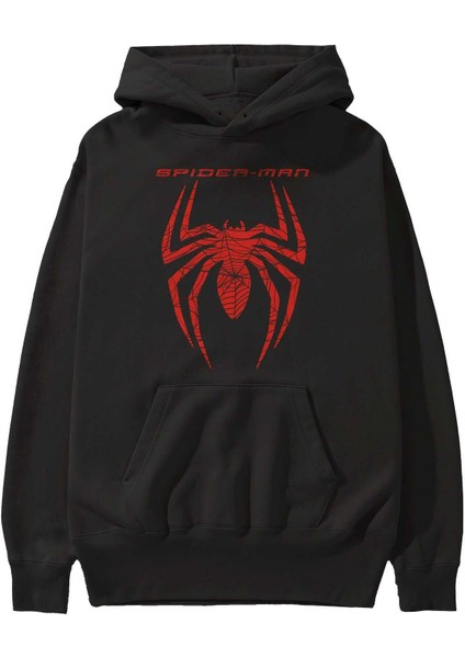 Spiderman (11) Ön Baskılı Siyah Oversize Kapüşonlu Sweatshirt Erkek Kadın fiyatları
