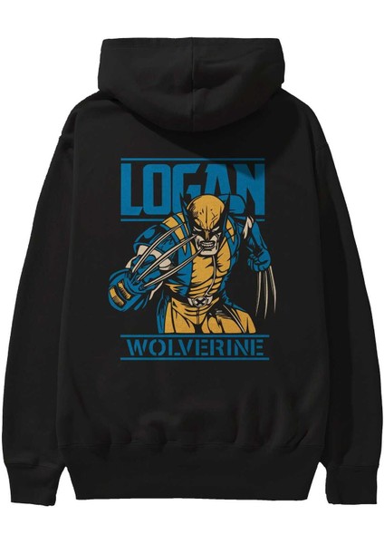 Wolverine Logan Arka Baskılı Siyah Oversize Kapüşonlu Sweatshirt Erkek Kadın fiyatları