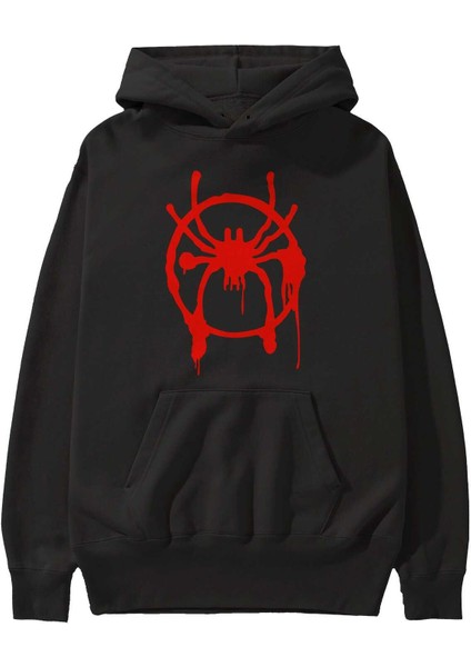 Spiderman (32) Ön Baskılı Siyah Oversize Kapüşonlu Sweatshirt Erkek Kadın fiyatları