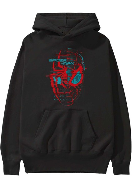Spiderman (14) Ön Baskılı Siyah Oversize Kapüşonlu Sweatshirt Erkek Kadın fiyatları