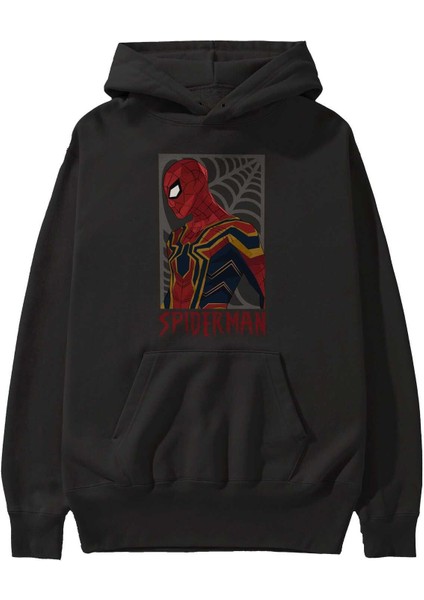 Spiderman (8) Ön Baskılı Siyah Oversize Kapüşonlu Sweatshirt Erkek Kadın fiyatları