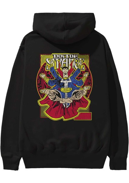 Doctor Strange (1) Arka Baskılı Siyah Oversize Kapüşonlu Sweatshirt Erkek Kadın fiyatları