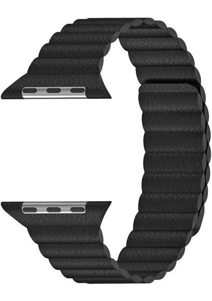 Apple Watch Series 2 38MM Twist Leather Loop Için Kordon Siyah